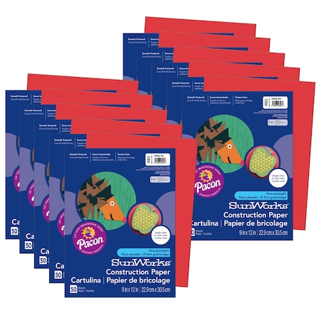 Pacon SunWorks Construction Paper, Holiday Red, 9x12, PK500 P9903